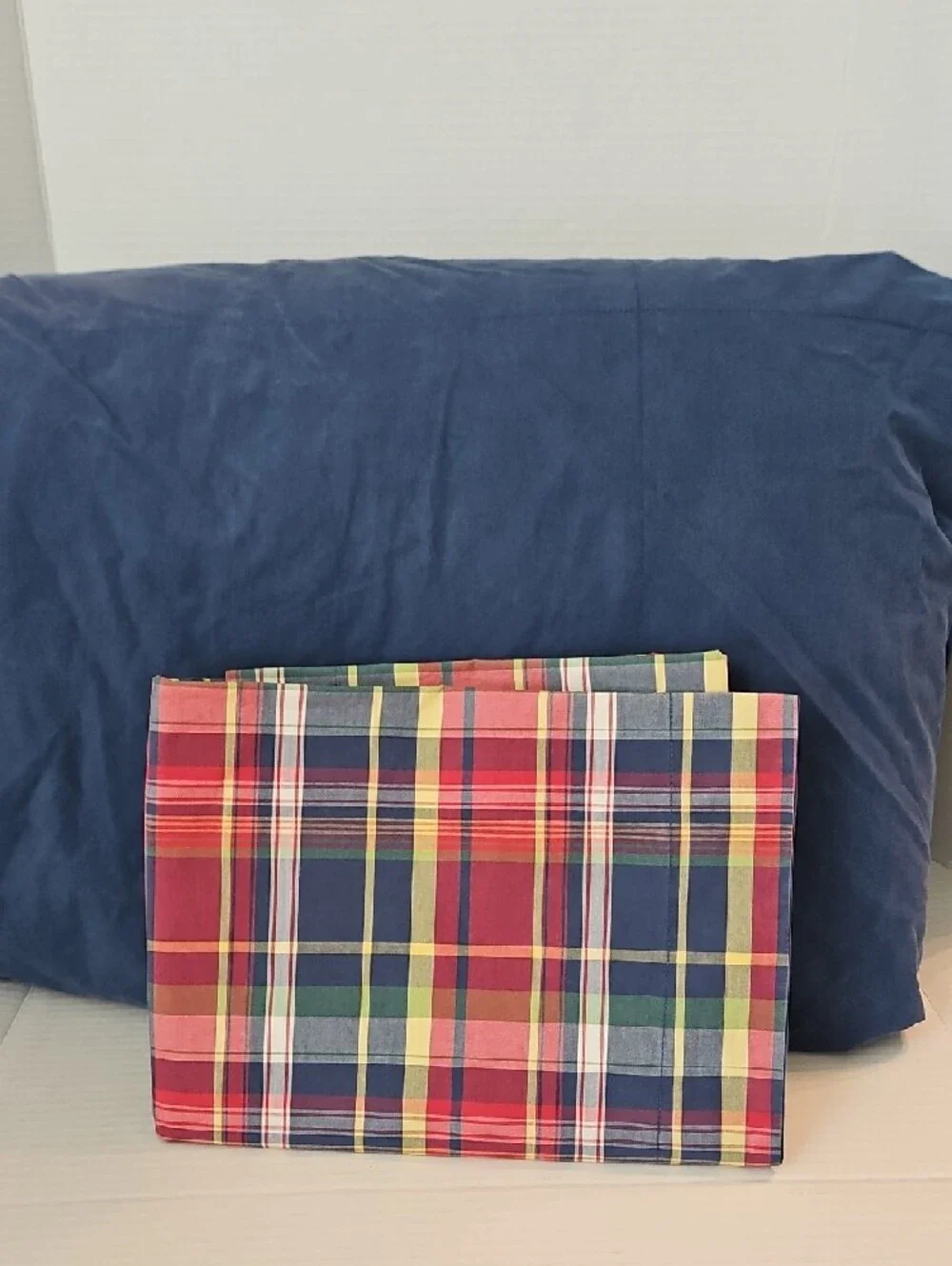 Ralph Lauren Home Garrison Plaid Red Navy & Green Cotton Twin Comforter & Sham